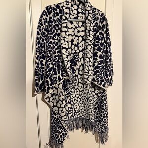 Navy and White Patterned Women's Sweater